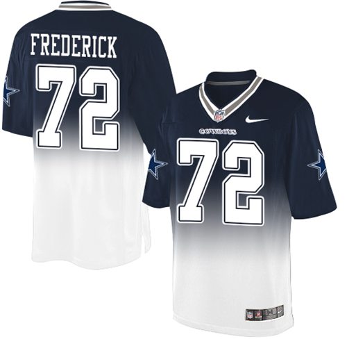 Nike Cowboys #72 Travis Frederick Navy Blue/White Men's Stitched NFL Elite Fadeaway Fashion Jersey